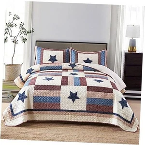 Cotton Bedding Quilt Sets 3 Pieces Reversible Coverlet Sets All Season Boys - Picture 1 of 7
