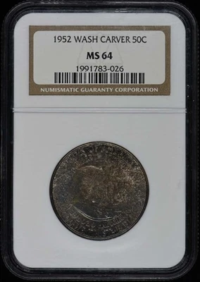 WASHINGTON-CARVER 1952 Silver Commemorative 50C NGC MS64 - Image 1 of 2