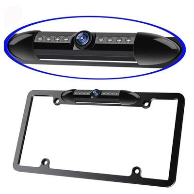 License Plate Frame Backup Night Vision Car Rear View with 8 Bright LEDs 170°... - Image 1 of 4