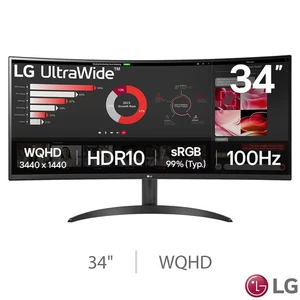 LG 34 Inch WQHD 100Hz VA UltraWide Monitor, 34WR50QK-B - Ref 5646-1-F - Picture 1 of 7