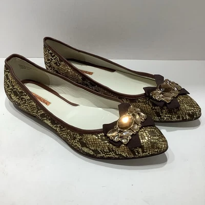 Via Spiga Mujer Talla 9M Bosh Plano Dorado/Marrón Encaje Estrás Sin Cordones, Nuevo Foto 1 de 4