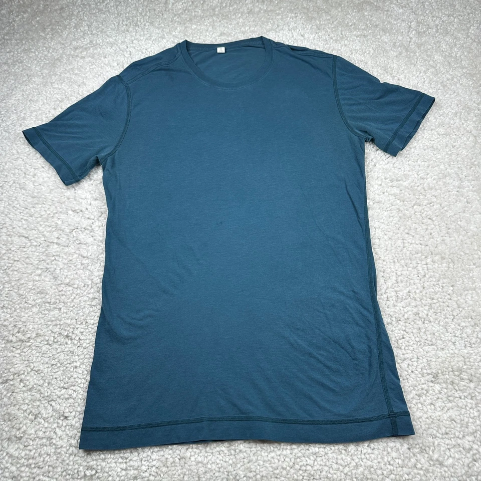 Lululemon T-Shirt Mens Medium Blue Performance Wicking Tee Active Gym- FLAW - Image 1 of 4