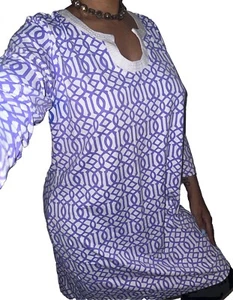 Lulu B Dress Women's L Purple White Honeycomb Geo Stretch UPF 50+ Resort Wear - Picture 1 of 3