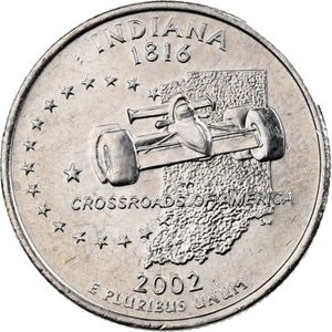 [#1501459] United States, Quarter, Indiana, 2002, U.S. Mint, Copper-Nickel Clad  - Picture 1 of 2