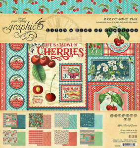GRAPHIC 45 "LIFE'S A BOWL OF CHERRIES" 8X8 PAPER PACK COOKING SCRAPJACK'S PLACE