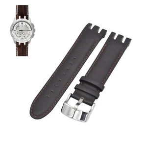 Correa de reloj de cuero marrón de 21 mm para Swatch Irony retrógrada YRS403 - Imagen 1 de 7