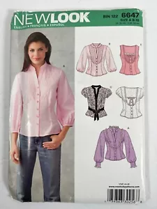 6647 NEW LOOK Sewing Pattern Button Front Blouse Top Sleeve Variations Size 8-18 - Picture 1 of 5