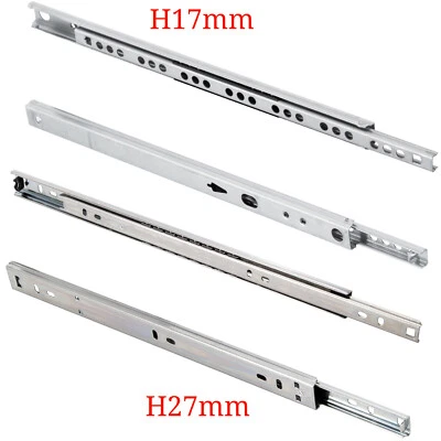 Drawer Runners Pair Replacement Metal Grooved Ball Bearing Slides 17mm 27mm - Image 1 of 4