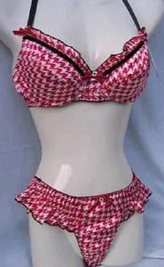 Ensemble Sanselle soutien gorge 85C et string rouge et blanc lingerie femme - Picture 1 of 1