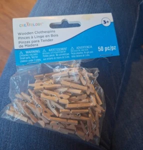 49 Miniature Wooden Clothespins Creatology Open Package 1 In X .32 Inch X 0.12" - Picture 1 of 2