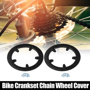 2pc 6.5cm 5 Holes Bicycle Bike Crankset Chain Wheel Cover Protection Black - Picture 1 of 7