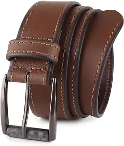 Men'S Casual Belt Super Soft Full Grain Leather Roller Buckle 38MM 1.5 Inch Blac - Picture 1 of 17