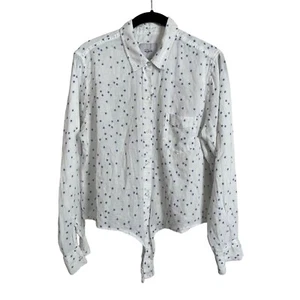 Rails Shirt M White Blue Stars Button Up Tie Front Knot Long Sleeve Casual - Picture 1 of 7