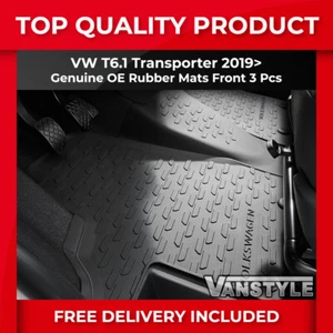 FITS VW T6.1 TRANSPORTER GENUINE OE RHD FRONT ALL-WEATHER RUBBER FLOOR MATS 3 PC - Picture 1 of 12