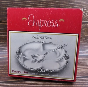 Vintage Empress International DeepSilver 2-PIECE PARTY SET 7" Tray + Spoon + Box - Picture 1 of 16