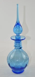 Vintage Pilgrim Glass Blue Spiral 14" Decanter Bottle Flame Genie Stopper - Picture 1 of 14