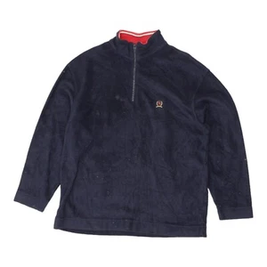 Tommy Hilfiger Herren marineblau halber Reißverschluss Vlies | Vintage 90er Jahre Freizeit Designer Vintage - Bild 1 von 5