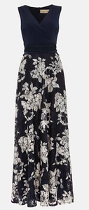 Phase Eight Medeline Navy Lace Blue Floral Long Maxi Dress UK 12 Party Occasion - Picture 1 of 6