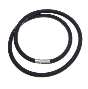 Kautschuk Hals Kette 45cm lang Ø 2/3/4/5mm Matt Schwarz Steckverschluss Halsband - Bild 1 von 9