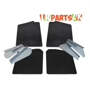 Land Rover Defender Front & Rear Mud Flaps & Galvanised Mount Brackets Set K27 - Picture 1 of 1