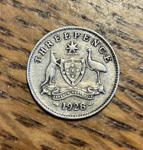 1928 Three Pence Australia Silver Coin George V - Picture 1 of 2