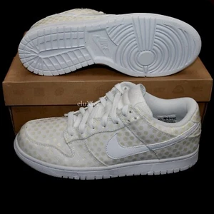 NWT Nike Dunk Low White Canvas Polka Dot Sneakers Fragment 10.5 W 9 M AUTHENTIC - Picture 1 of 12