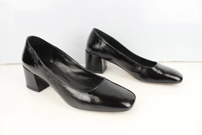 MINELLI T 38 Zapatos De Tacón De Cuero Charol Negro En Muy Buen Estado - Imagen 1 de 4