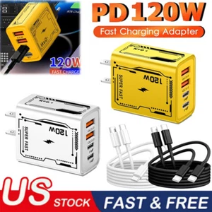 120W GaN Fast Charger PD USB-C Wall Charger Adapter for iPhone Samsung Universal - Picture 1 of 30