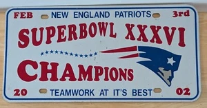 Patriots Souvenir License Plate Super Bowl 36 XXXVI  pre-owned - Picture 1 of 2