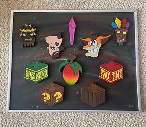 Hand Made Crash Bandicoot Themed Mood Board Wall Hanging Crash Neo Cortex - Picture 1 of 3