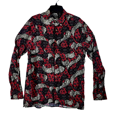 Camisa Zara Hombre Ligera Hombre Talla M Manga Larga Botón Frontal 100% Rayón Borgoña Foto 1 de 4