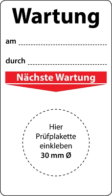 FAST-LABEL Grundplakette Wartung am durch gemäß, 100 Stück, 70 x 40 mm, Grundetikett