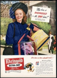 Foto de cerveza Miss Rheingold 1947 con cajas de sombreros nuevas anuncio impreso vintage - Imagen 1 de 7