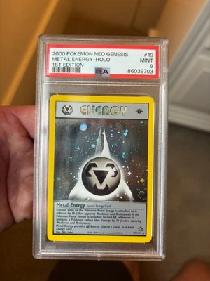 PSA 9 2000 PKMN 1st Ed. Metal Energy *2x SWIRLS* 19/111 Neo Genesis Holo MINT💎 - Image 1 of 4