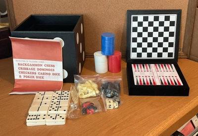 Vtg Pavilion 6 in 1 Travel Cube Game Set - Checkers & More - LN - Image 1 of 4