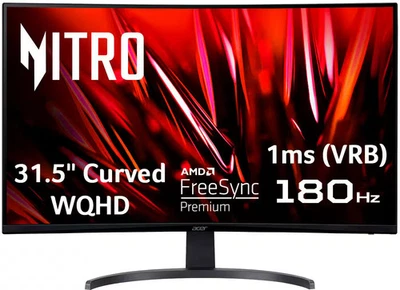 Acer - Nitro Gaming 31.5" Curved WQHD 180Hz 1ms FreeSync Premium Gaming Monit... - Image 1 of 4