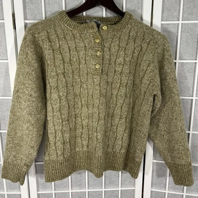 Suéter Cristal Kobe Vintage Mediano Seda Angora Nylon Trigo Beige 4 Botones Dorados Foto 1 de 4
