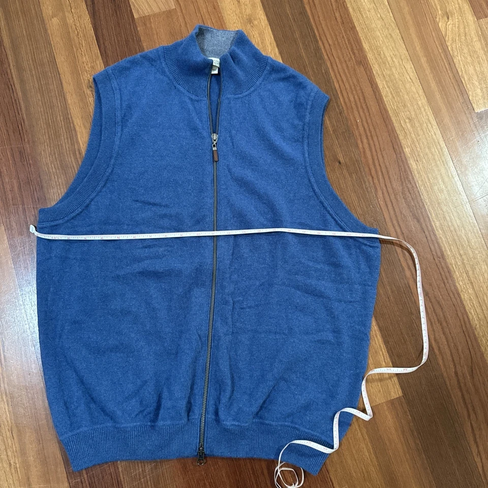 Chaleco Suéter Kinross Cremallera Completa 100% Azul Cachemira Talla L Foto 1 de 4