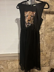 NWT Womens Forever21 Dress Black Sleeveless W/Tiger Size S - Picture 1 of 10