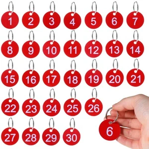 1-30 Number Tags Plastic Numbered Tags 35mm Round Numbered Key Tag with Metal... - Picture 1 of 7