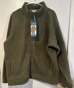 NEW ORVIS Jacket Mens XL FLEECE Full Zip GREEN Long Sleeve MOCK Patch Logo Top - Picture 1 of 10
