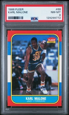 1986 Fleer #68 Karl Malone RC PSA 8 - Image 1 of 2