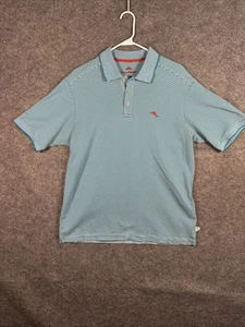 Tommy Bahama Polo Large Island Zone UV-Schutz türkis gestreiftes Herrenhemd - Bild 1 von 6