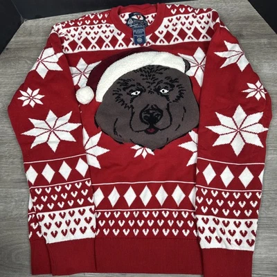 Suéter American Rag Feo Navidad Para Hombre Mediano Cara de Oso Rojo Relleno Foto 1 de 4