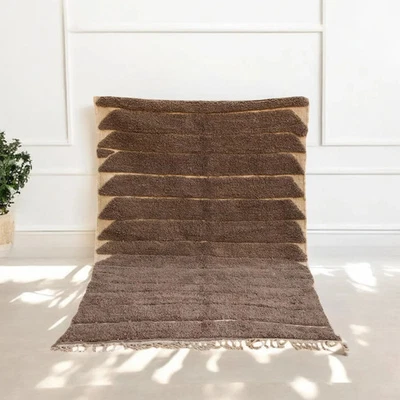 Brown Beni Ourain Rug - Handwoven Moroccan Wool Carpet for Living Room, Bedroom - Image 1 of 4