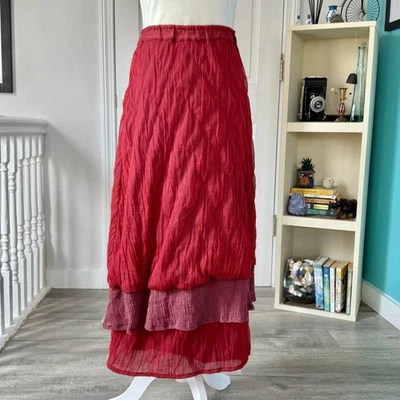 Lilith Chic Layered Red Maxi Skirt (size S) - Image 1 of 4