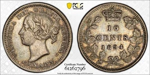 1894 Canada 10 Cents PCGS XF45 Lot#G1204 Silver! - Picture 1 of 4