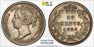 1894 Canada 10 Cents PCGS XF45 Lot#G1204 Silver! - Image 1 of 4