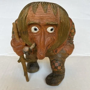 ANTON SVEEN Troll Norwegian Vintage Wood Carved Pipe Walking Stick READ Desc - Picture 1 of 24