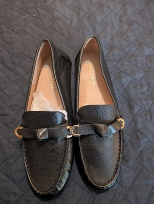 Cole Haan Evelyn Bow Driver Women's Black Leather Slip On Size 8.5 New - Image 1 of 4